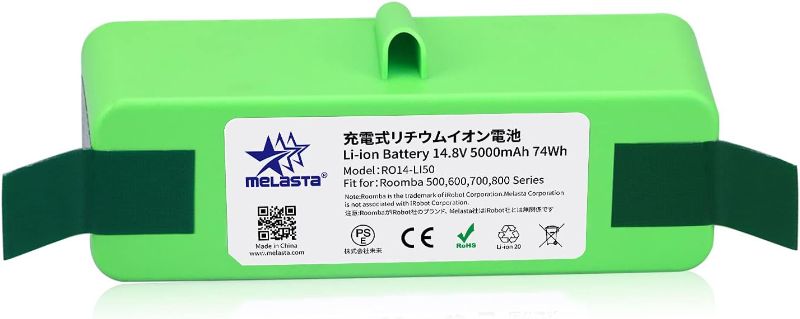 Photo 1 of melasta 5000mAh Lithium ion Battery Replacement Compatible with iRobot Roomba 500 600 700 800 Series 880 890 861 864 866 770 675 650 655 695 680 671 640 645 780 775 790 760 595 585 561 560 550
