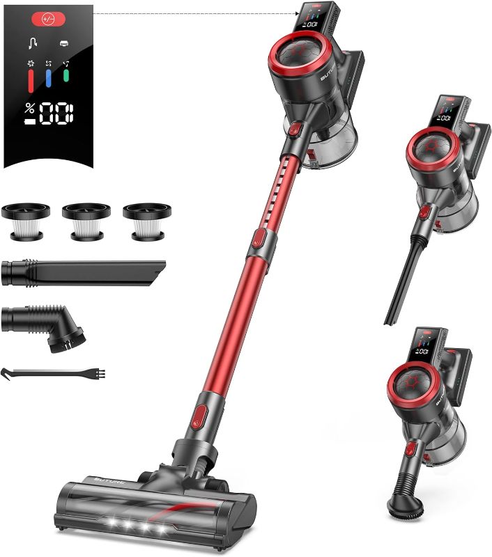 Photo 1 of ****SEE NOTES***BuTure Cordless Vacuum Cleaner, 450W 33KPA Stick Vacuum with Color Touch Display, Up to 55Mins, Rechargeable Cordless Vacuum for Hardwood Floor Carpet Pet Hair
