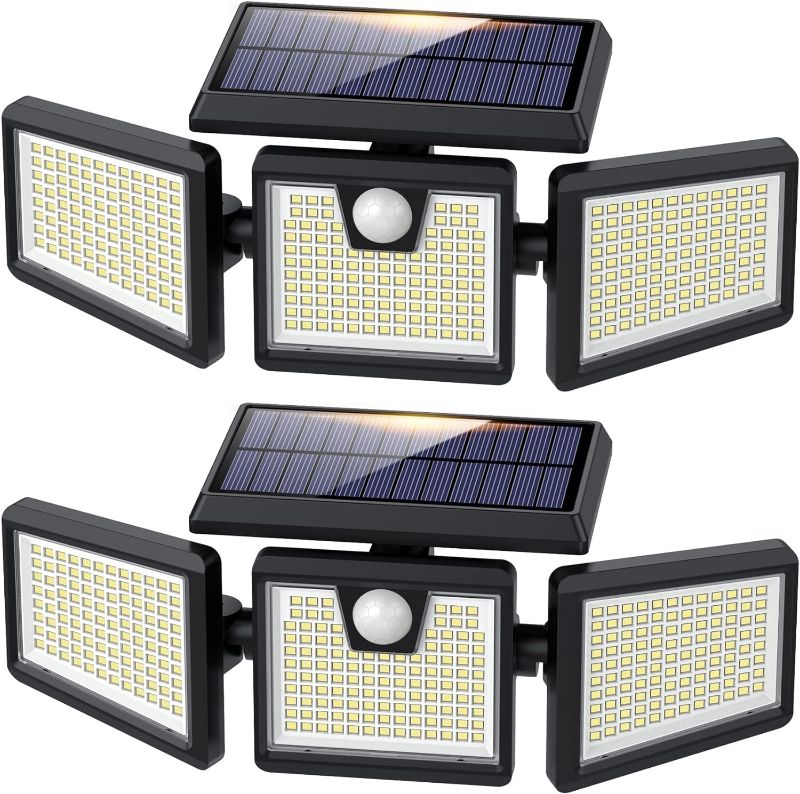 Photo 1 of [2-Pack] Solar Outdoor Lights,Super Brightness 341 LED 3500LM Solar Motion Sensor Lights,270° Wide Angle,3 Head Security Lights with PIR,IP65 Waterproof Solar Flood Wall Lights for Garden Patio Yard
