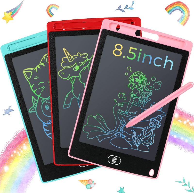 Photo 1 of 3 Pcs LCD Writing Tablet for Kids 8.5 Inch Colorful Doodle Drawing Tablet LCD Screen Kids Doodle Pad Portable Electronic Drawing Board for Kid Educational and Learning(Simple Black Frame)
