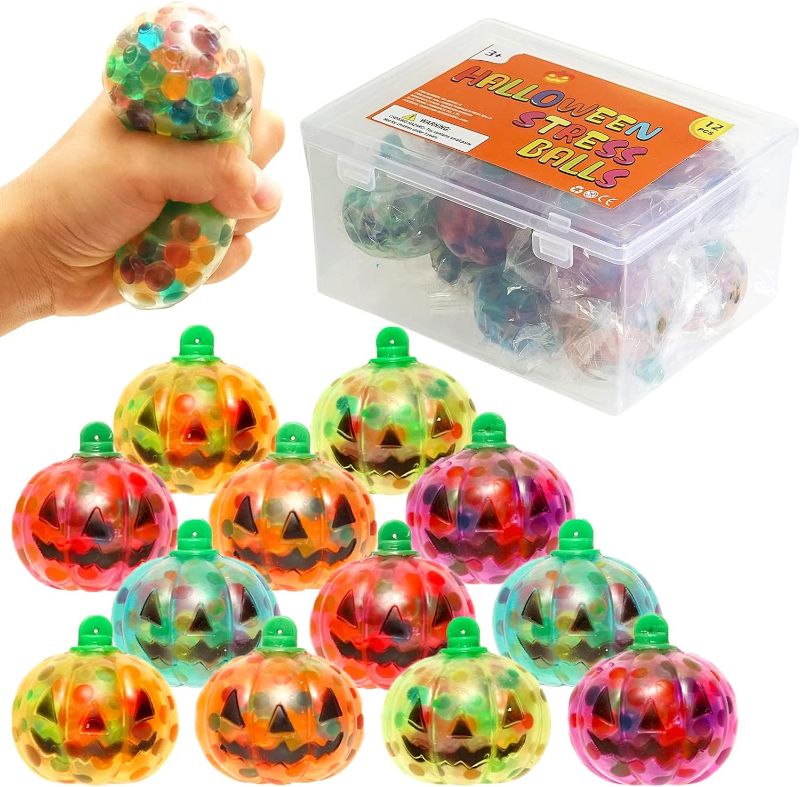 Photo 1 of 12 Pack Halloween Squishy Toys Cute Pumpkin Stress Balls Fidget Toys for Kids, Sensory Toys Filled with Water Beads, Halloween Party Favors, Goodie Bags & Pinata Fillers, Gifts
