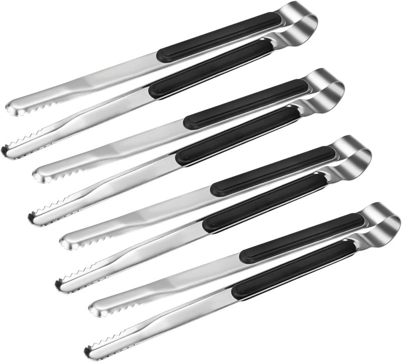 Photo 1 of 4 Pack Premium Stainless Steel Kitchen Tongs, Serving Tongs for Cooking, XEVOM Metal Food Tongs with Non-Slip Grip, Heat Resistant Grill Tongs 10 inch
