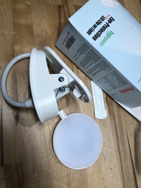 Photo 1 of * MINOR DAMAGE* Miady Clip on Lamp,Battery Powered Reading Lamp,Clip on Light for Bed Clip on Battery Light with 3 Brightness Level,USB Rechargeable, Reading Lamp 1 Pack