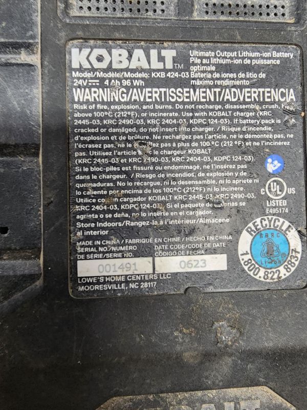 Photo 5 of ***SEE NOTES***Kobalt XTR 24-Volt Max 1/2-in Drive Cordless Impact Wrench (1-Battery Included)
