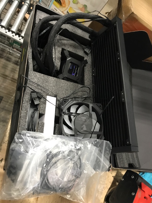 Photo 2 of AORUS WATERFORCE 360 AIO Liquid CPU Cooler, 360mm Radiator with 3x120mm Low Noise ARGB Fans, Rotatable ARGB Lighting Panel Design, Compatible with Intel LGA1700 (GP-AORUS WATERFORCE 360) 360mm WATERFORCE Cooler