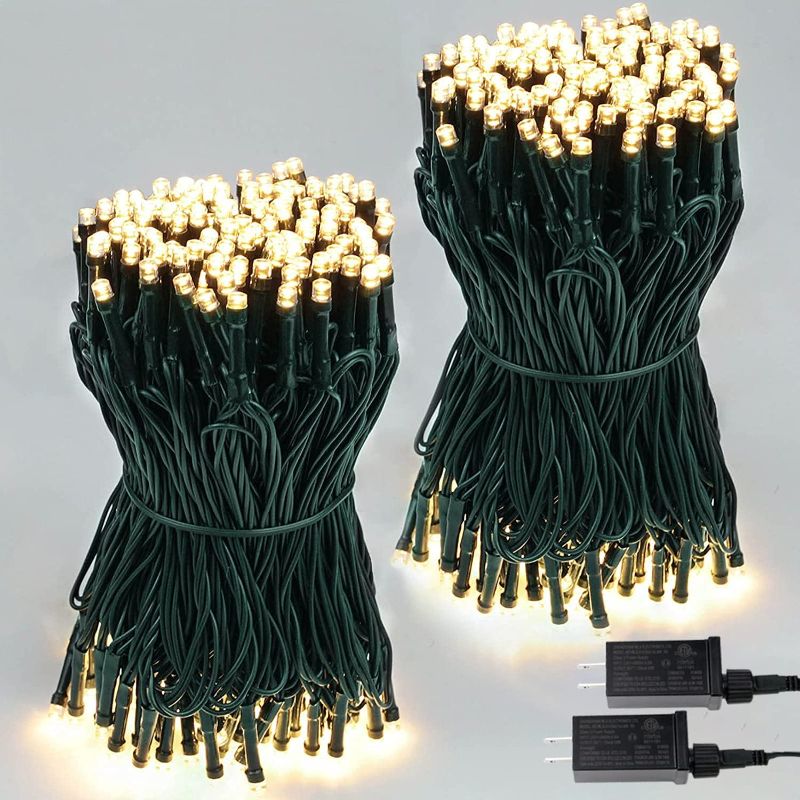 Photo 1 of 2-Pack 66FT 200 LED Christmas Lights, Extendable Christmas Tree Lights with Timer & Memory Function, Waterproof Green Wire Outdoor String Lights Indoor with UL Approved & 8 Lighting Modes (Warm White)