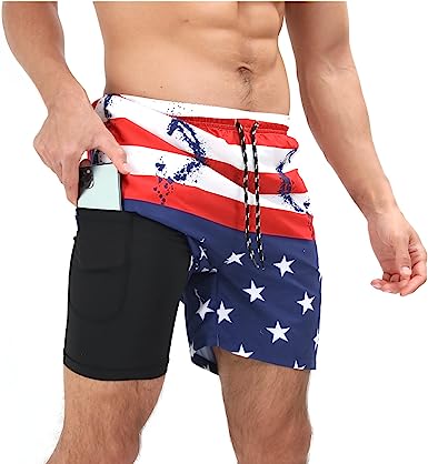 Photo 1 of Upsmile Men Swim Trunks Men Board Shorts with Compression Liner Men Swim Shorts Swimwear Bathing Suits Men Beach Shorts
XL