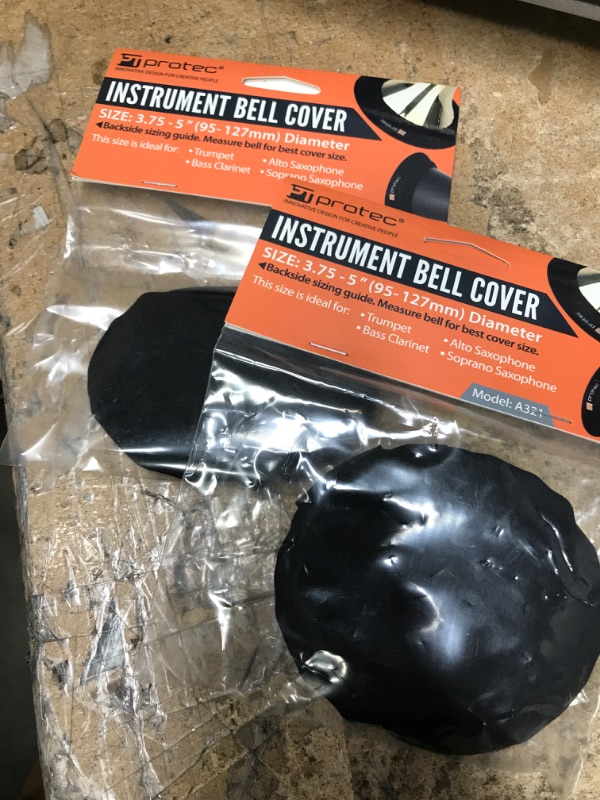 Photo 2 of Protec Instrument Bell Cover Size 3.75" to 5" for Trumpet, Alto Saxophone, Bass Clarinet, Soprano Saxophone (2 pk)
