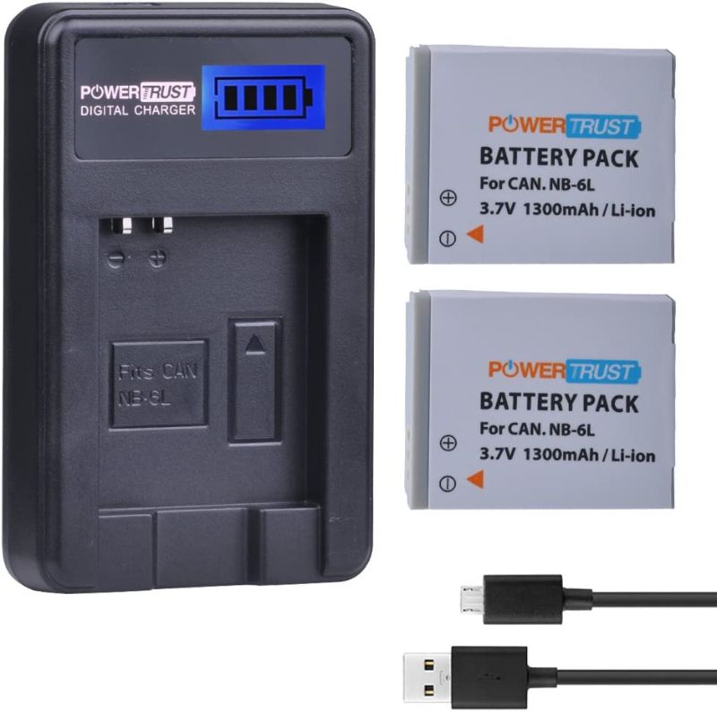 Photo 1 of 2 Pack NB-6L NB-6LH Camera Battery and LCD USB Charger