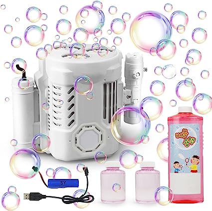 Photo 1 of Bubble Machine, Automatic Bubble Maker Blower, Portable Bubble Machine for Kids Boys Girls with 50000+ Bubbles Per Minute, Summer Outdoor Indoor Toys for Parties, Birthday, Wedding Stage (White)