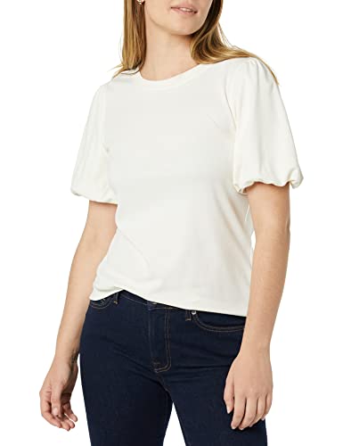 Photo 1 of Amazon Aware Women's Organic Cotton Jersey Puff Sleeve Crewneck Top (Available in Plus Size), Off-white, Medium
