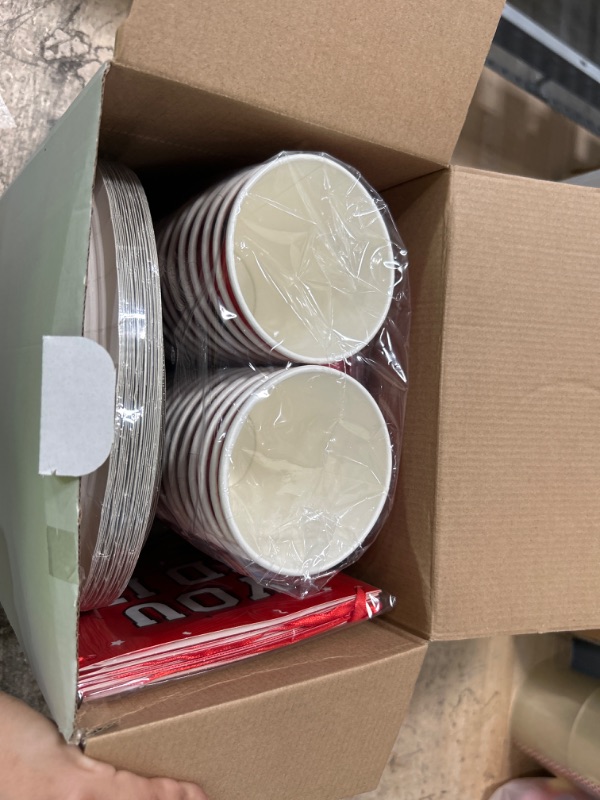 Photo 1 of Graduation Party Supplies Graduation Party Dinnerware Set Red Disposable Paper Plates Napkins Cups Tablecloth Banner for 2023 Congrats Grad Party Decorations, Serve 25