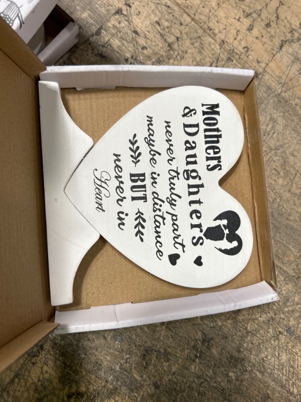Photo 2 of -Vintage White Mothers and Daughters Plaque, Never Truly Apart, Maybe in Distance But Never in Heart, Rustic Heart Shaped Wood Plaque Gift, Heart Wood Sign, Gifts for Mom, Daughter, Mother's Day