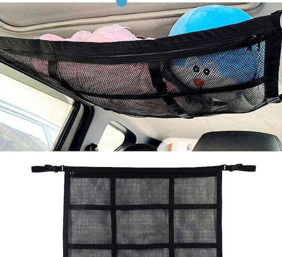 Photo 1 of 31x21 Double Layer Car Ceiling Cargo Net with Zip Seals,Adjustable+Large Capacity Car Organizers and Storage Won't Sagging Car Ceiling Cargo Netting for Long Road Trip Travel Camping