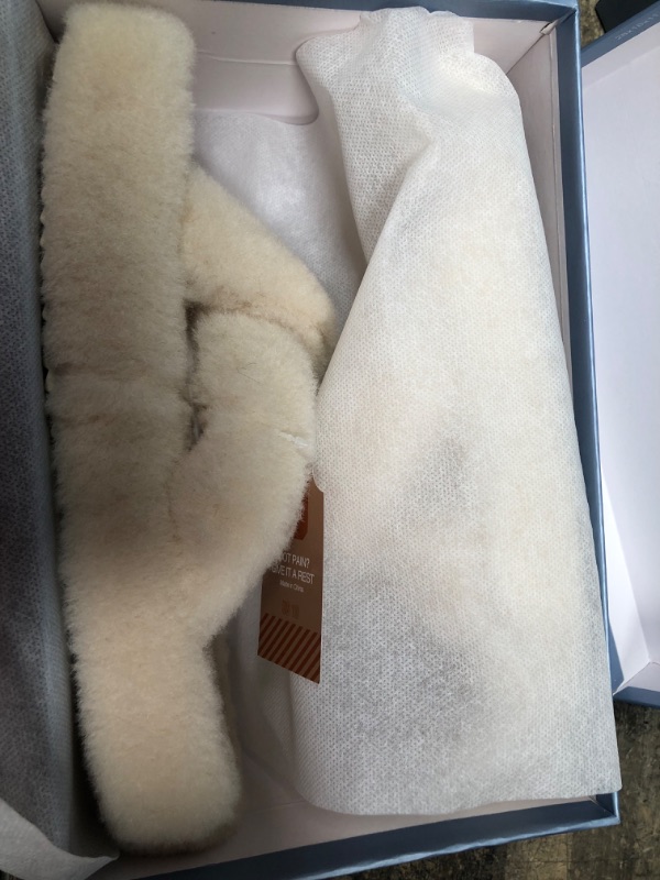 Photo 1 of JABASIC Women Cross Band Slippers Orthopedic Slides with Arch Support Faux Fur slides House Slipper Indoor Outdoor SIZE 10