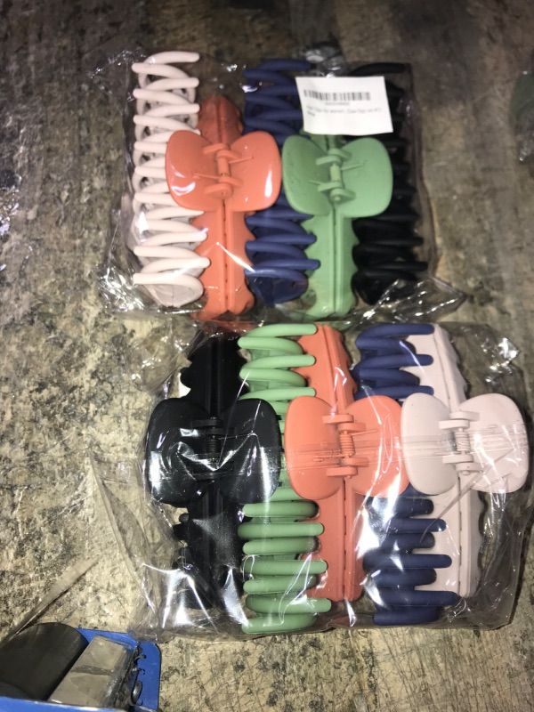 Photo 2 of 10 PC Multicolor Leonco Hair Claw Clips for Women and Girls, Strong Hold 4.3 Inch Nonslip Matte Hair Clips for Thick and Thin Hair