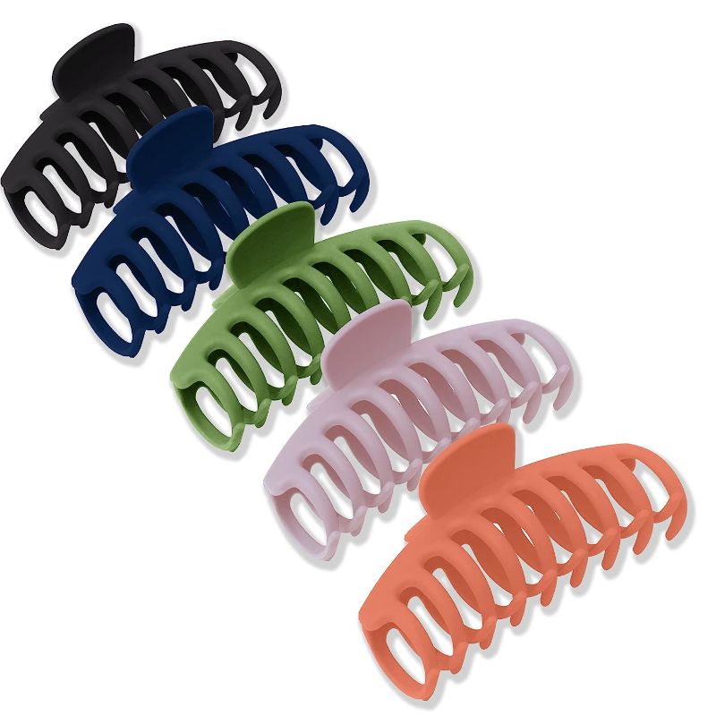 Photo 1 of 10 PC Multicolor Leonco Hair Claw Clips for Women and Girls, Strong Hold 4.3 Inch Nonslip Matte Hair Clips for Thick and Thin Hair