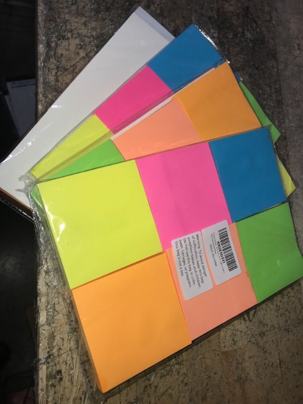 Photo 2 of (FOUR PACK BUNDLE) Teskyer 600 Sheets Sticky Notes, 3x3 Inch, 6 Pads Strong Adhesive Self-Stick Notes, 6 Bright Colors, 100 Sheets/Pad Yellow, Orange, Green, Pink, Blue, Purple Unlined