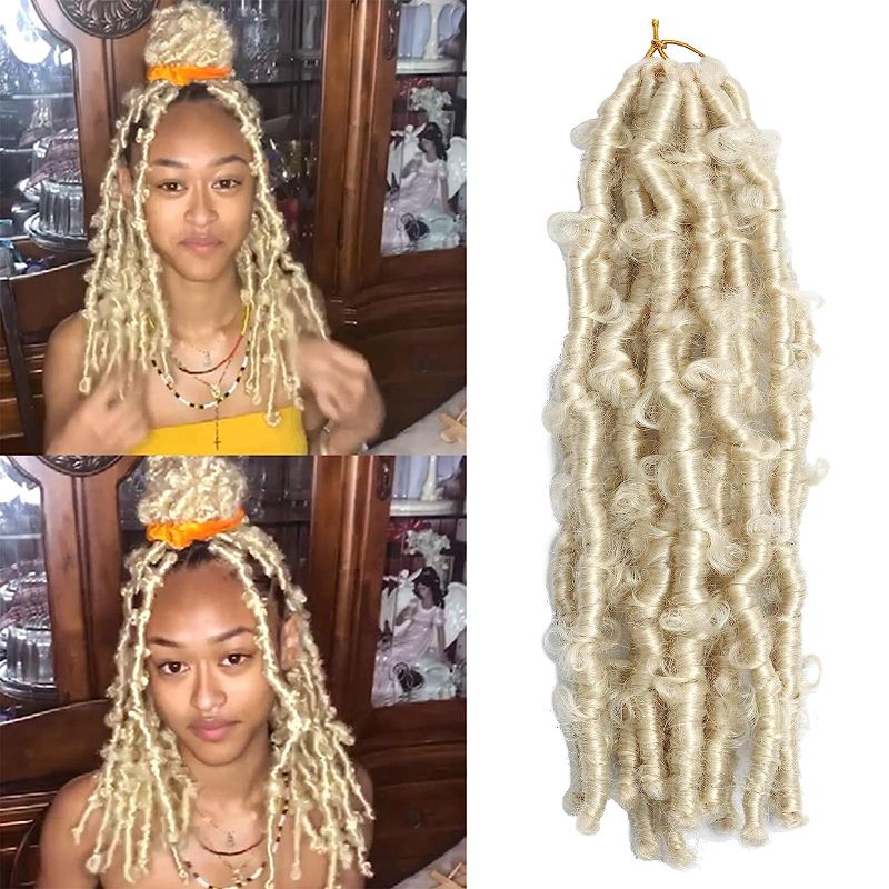 Photo 1 of 7 Packs Butterfly Locs Crochet Hair 10 Inch Pre-looped Butterfly Locs Hair Soft Locs Crochet Hair for Black Women Synthetic Braiding Hair Extensions Blonde 613 Color