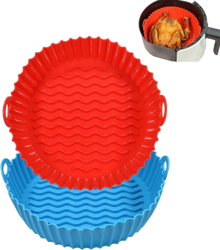 Photo 1 of 4 PK Red & Blue Air Fryer Silicone Liners Bundle