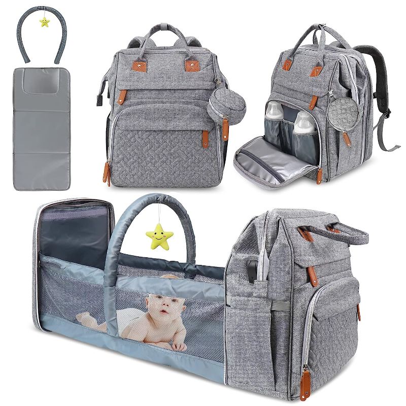 Photo 1 of (SEE NOTES) Maitys Grey Portable Diaper Bag Backpack,Baby Diaper Bags, Mothers Day Gifts, Multifunctional Travel Diaper Waterproof Backpack for Baby Boy & Girls, with Portable Diaper Pad,Grey