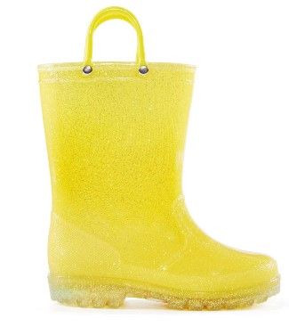 Photo 1 of BOCCA Kids Yellow Glitter Waterproof Rain Boot For Girls Size 9
