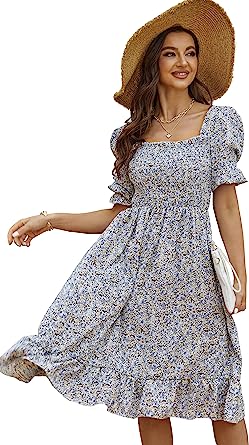 Photo 1 of Women's Puff Sleeve Cottagecore Disty Floral Ruffle Shirred Frill Smocked Midi Dress size XL
