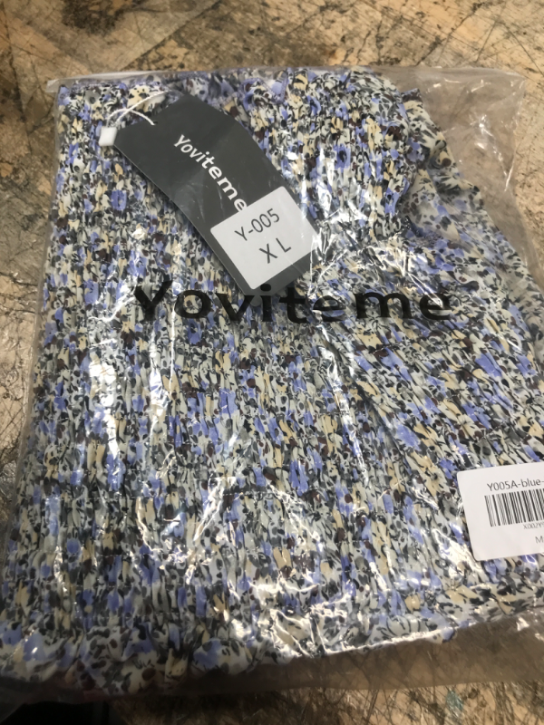 Photo 1 of Women's Puff Sleeve Cottagecore Disty Floral Ruffle Shirred Frill Smocked Midi Dress size XL
