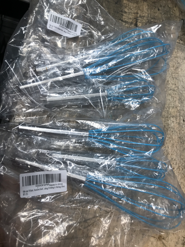 Photo 1 of 2pcks of Silicone Whisk, Stainless Steel Wire Whisk Set 8" 10" 12", Kitchen Whisks for Cooking, Balloon Egg Beater Perfect for Blending, Whisking, Beating, Frothing & Stirring (Blue)