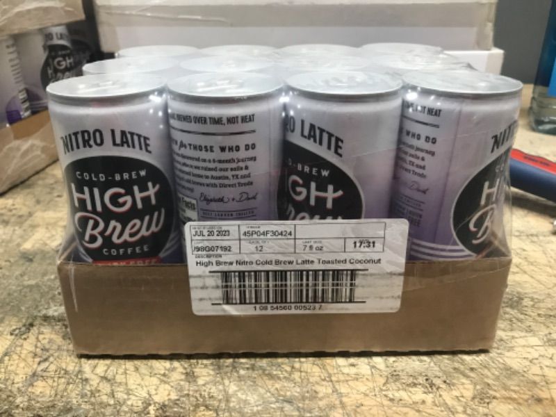 Photo 2 of **EXP DATE JUL 20,2023**High Brew Coffee High Brew Cold Brew Coffee Toasted Coconut Latte, 8 Fluid Ounce (Pack of 12)
