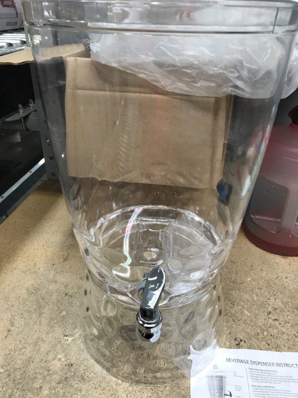 Photo 2 of 3 Gallon Acrylic Pebbled Beverage Dispenser with Infusion Chamber and Ice Chamber