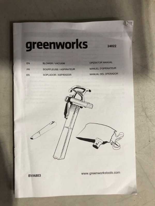 Photo 4 of ***UNTESTED*** Greenworks 12 Amp 2-Speed (230 MPH / 375 CFM) Blower / Vacuum