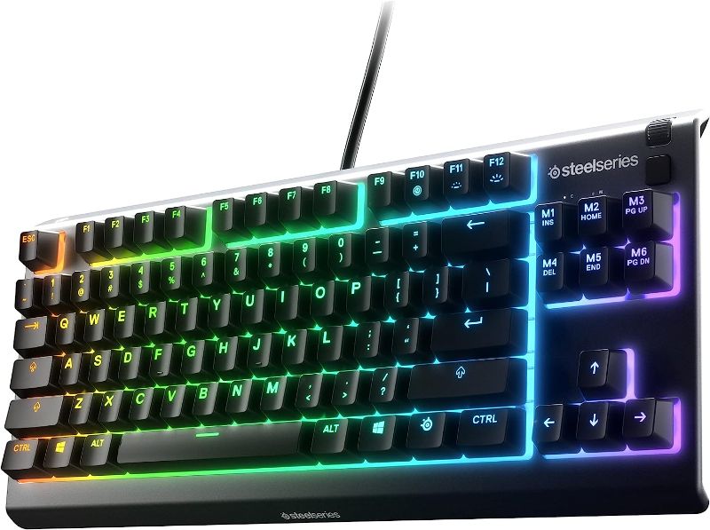 Photo 1 of SteelSeries Apex 3 TKL RGB Gaming Keyboard – Tenkeyless Compact Form Factor - 8-Zone RGB Illumination – IP32 Water & Dust Resistant – Whisper Quiet Gaming Switch – Gaming Grade Anti-Ghosting,Black
