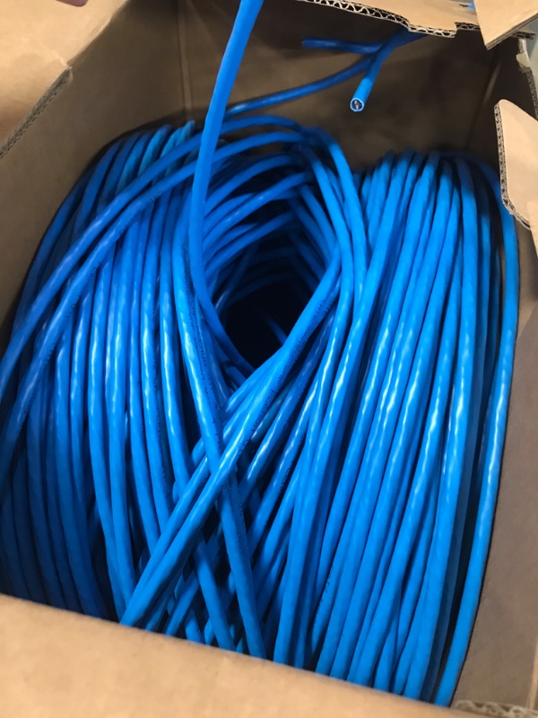 Photo 2 of CAT6 Plenum (CMP) Cable 1000FT | Network Analyzer Test Passed | 23AWG 4Pair, Solid 550MHz Network Cable 10Gigabit UTP, Available in Blue, White, Green, Gray, Black, Red & Yellow Color (Blue)