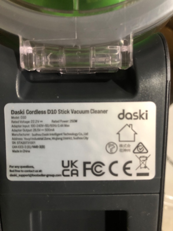 Photo 5 of **Missing D10 Battery**
daski Cordless Vacuum Cleaner - 23KPa Powerful Suction for Pet Family, 8 in 1 D10 Lightweight Stick Handheld Vacuum