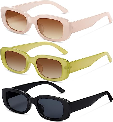 Photo 3 of ( Bundle Four Pack ) VIYSIOO Rectangle Womens Sunglasses Retro Fashion 90s UV400 Protection Square Frame Y2K Sunglasses
