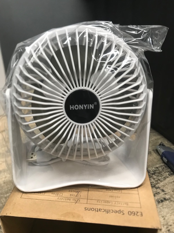 Photo 2 of HONYIN Small USB Desk Fan, 3 Speeds Desktop Table Cooling Fan, 360° Rotatable, Strong Wind, Quiet Personal Little Fan Powered by USB for Bedroom Home Office