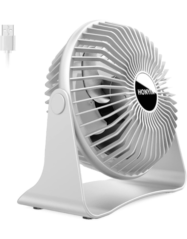 Photo 1 of HONYIN Small USB Desk Fan, 3 Speeds Desktop Table Cooling Fan, 360° Rotatable, Strong Wind, Quiet Personal Little Fan Powered by USB for Bedroom Home Office