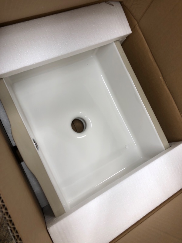 Photo 2 of AMASHEN Undermount Bathroom Sink White Rectangular Porcelain Ceramic Vanity Basin with Overflow 14" x 10"