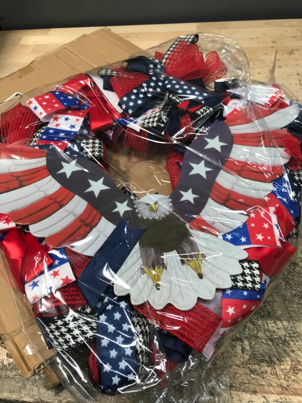 Photo 2 of 4th of July Wreaths Decor for Front Door,Summer Patriotic Wreath Decorations for Home, Handmade Independence Day Eagle Wreath Decorations for Indoors