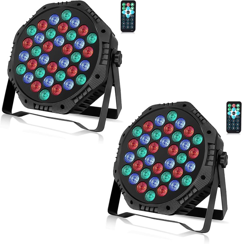 Photo 1 of 36 LED Stage Lights, AOELLIT RGB Sound Activated DJ Par Lights Compatible with DMX-512 & Remote Uplights for Events Wedding Party - 2Pack