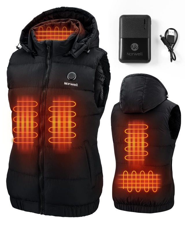 Photo 1 of  Medium Black Norwell Women's Lightweight Heated Vest with Removable Hood (Battery Pack)