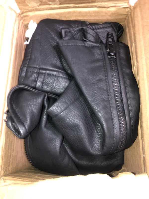 Photo 2 of [BLANKNYC] X-Small, Onyx Womens Luxury Clothing Semi Fitted Vegan Leather Motorcycle Jacket 