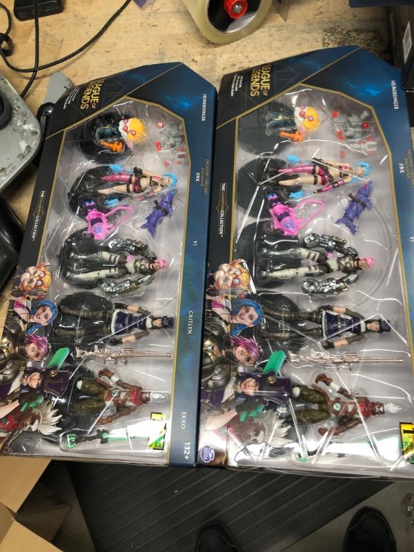 Photo 2 of 2 item bundle 
League of Legends, Dual Cities Pack w/Exclusive Jinx, Heimerdinger, Vi, Caitlyn, and Ekko, 4-Inch Collectible Figures, Accessories, Ages 12 and Up