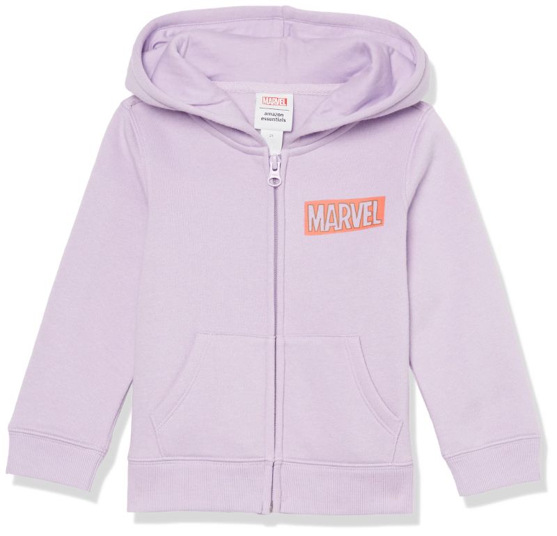 Photo 1 of Amazon Essentials Disney | Marvel | Star Wars | Princess Girls and Toddlers' Fleece Zip-Up Hoodie Sweatshirts 3T Marvel Logo