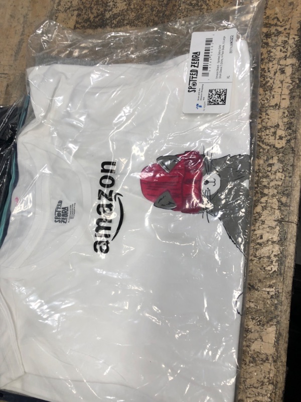 Photo 1 of Amazon Essentials Girls and Toddlers' Short-Sleeve T-Shirt Tops (Previously Spotted Zebra), Multipacks 4 Blue/Navy/Love/Skate X-Large