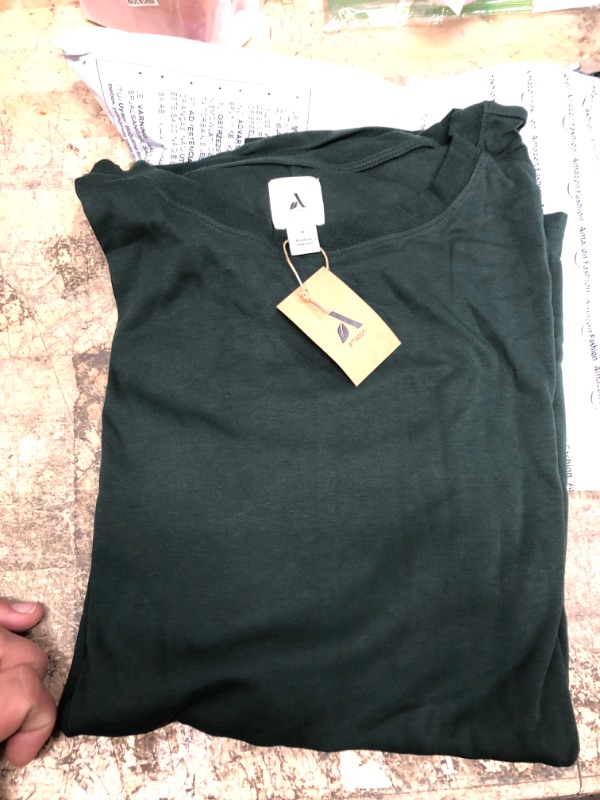 Photo 2 of Amazon Aware Women's Organic Cotton Jersey Puff Sleeve Crewneck Top (Available in Plus Size) 7X Dark Green