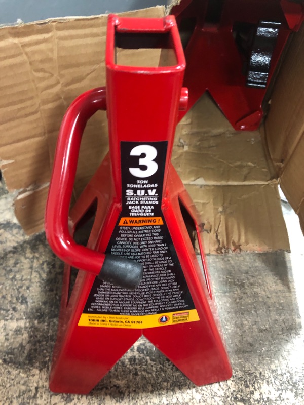 Photo 2 of BIG RED AT43006UR Steel Jack Stands: 3 Ton (6,000 LBs) Capacity, 2 Pack, RED