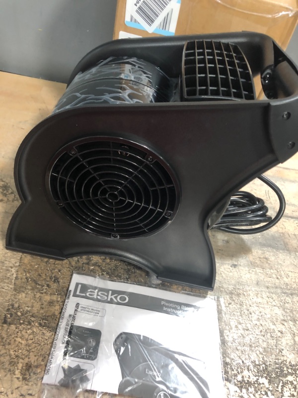 Photo 2 of ***DAMAGED***Lasko U12104 High Velocity Pro Pivoting Utility Fan for Cooling, Ventilating, Exhausting and Drying at Home, Job Site and Work Shop, Black 12104 12.2 x 9.6 x 12.3 inches