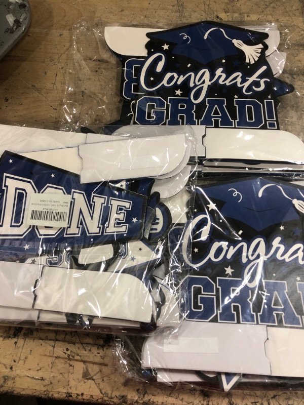 Photo 2 of BUNDLE OF 3 DAZONGE Graduation Party Decorations 2023 Blue - 9PCS Graduation Centerpieces for Tables 2023 - Congratulate Graduation Honeycomb Table Toppers for 2023 Graduation Decorations